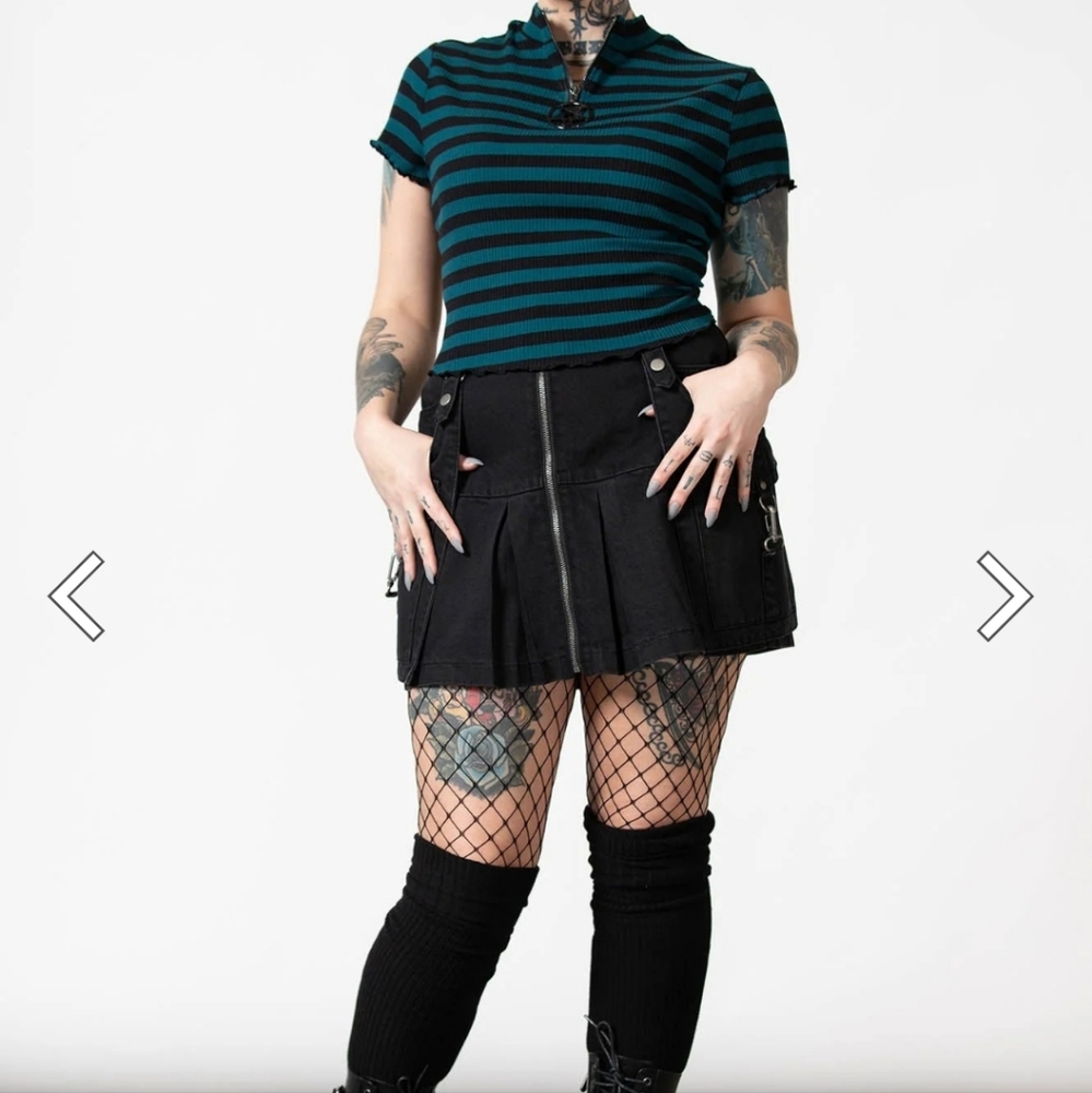 NWT. Killstar Green and Black striped Crop Top. Sizes XS and M.